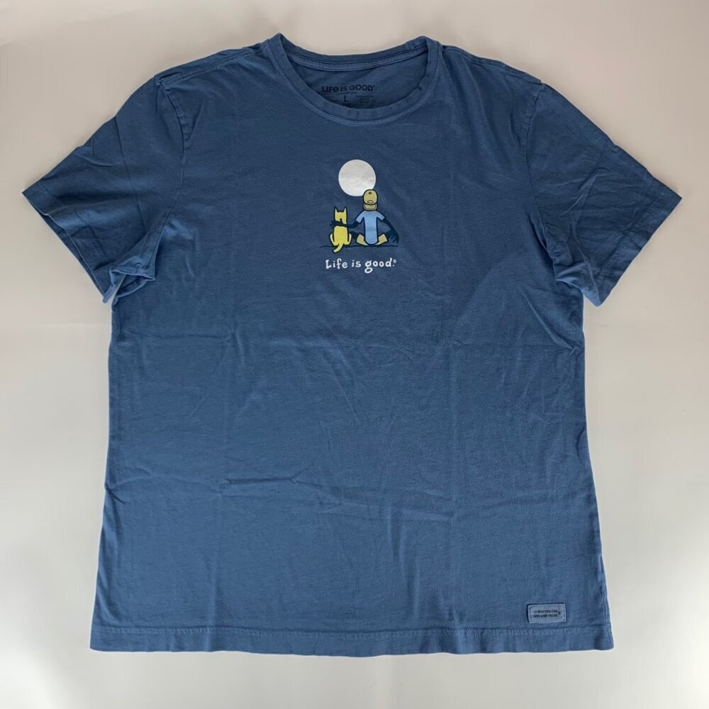 Life Is Good Blue Short Sleeve Crewneck Shirt Mens Large